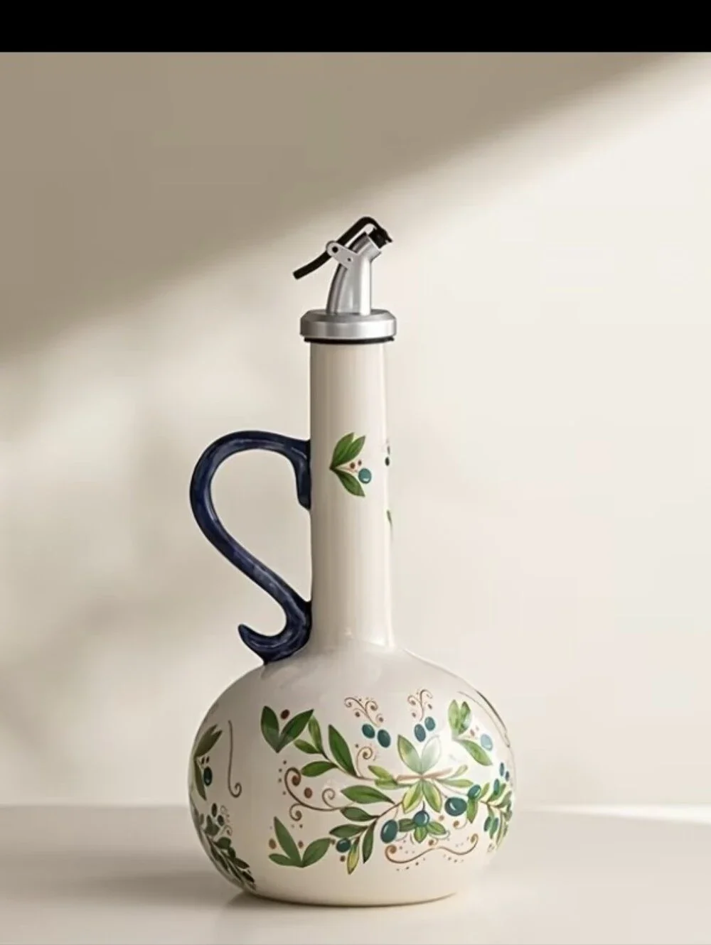 Beautiful Hand Painted Italian Decor Olive Oil Cruet Dispenser Bottle NEW